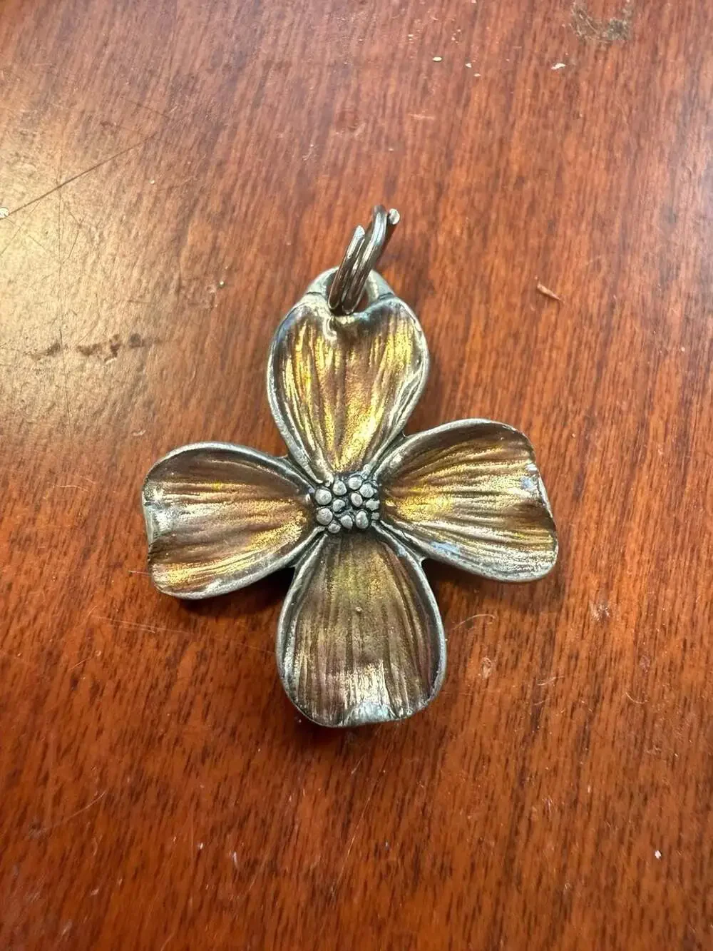 Danforth Pewter Dogwood Flower Key Ring